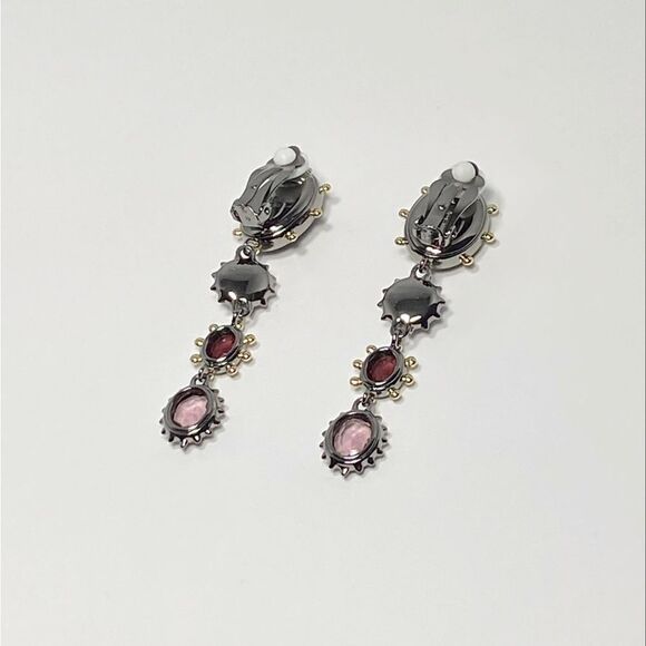 ALEXIS BITTAR Two-Tone, Freshwater Pearl & Multi-Stone Dangling Clip-On Earrings - Picture 8 of 10